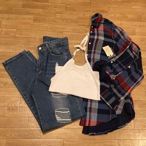 St. John’s Bay blue and red button up